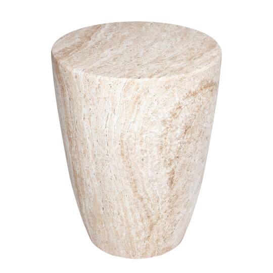 Empire Art Direct 18" Tapered Travertine Stone Finish MGO Side Accent Table